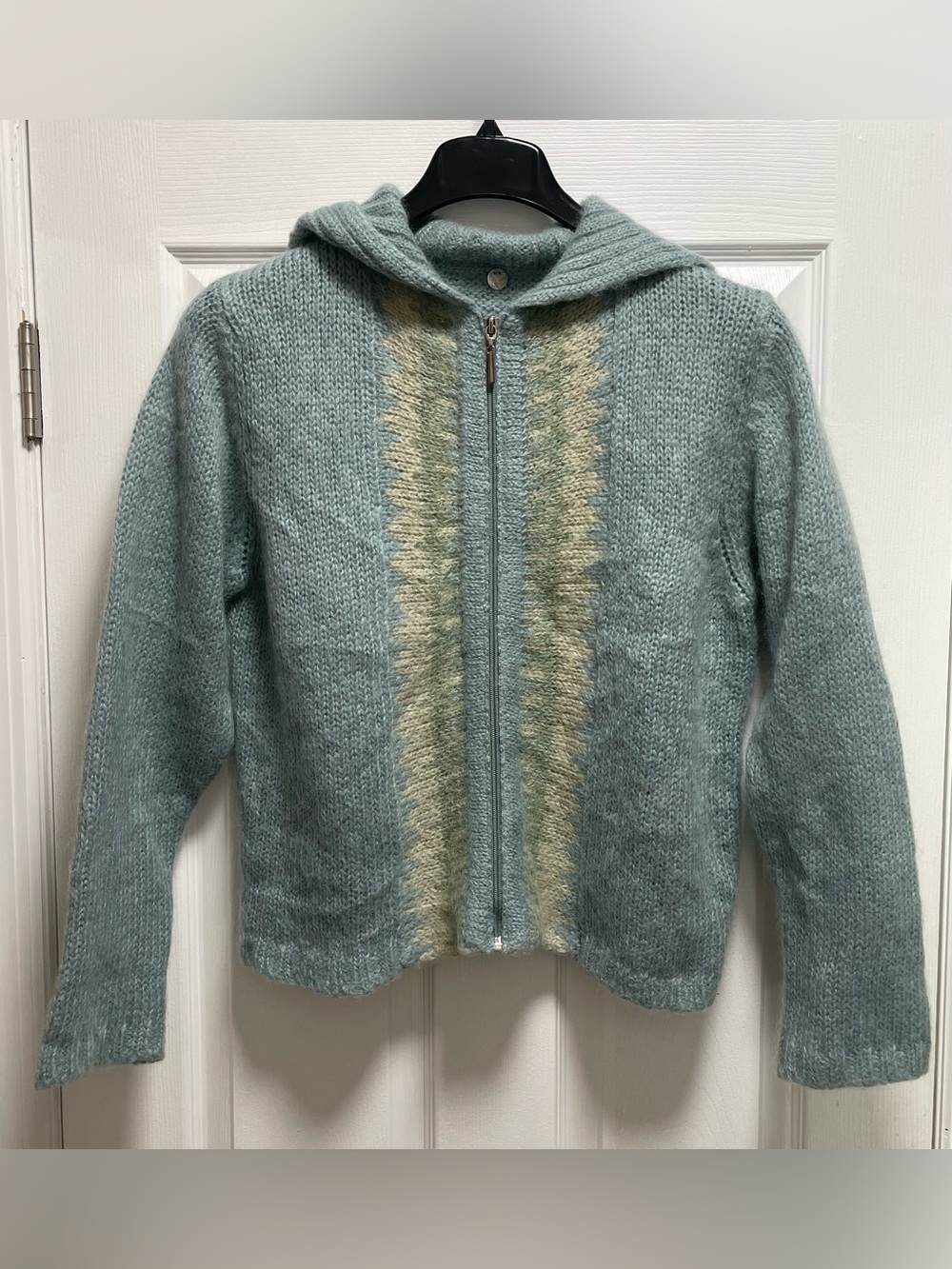 Margaret O'Leary Mohair Wool Blend Full-zip Sweater Size Large